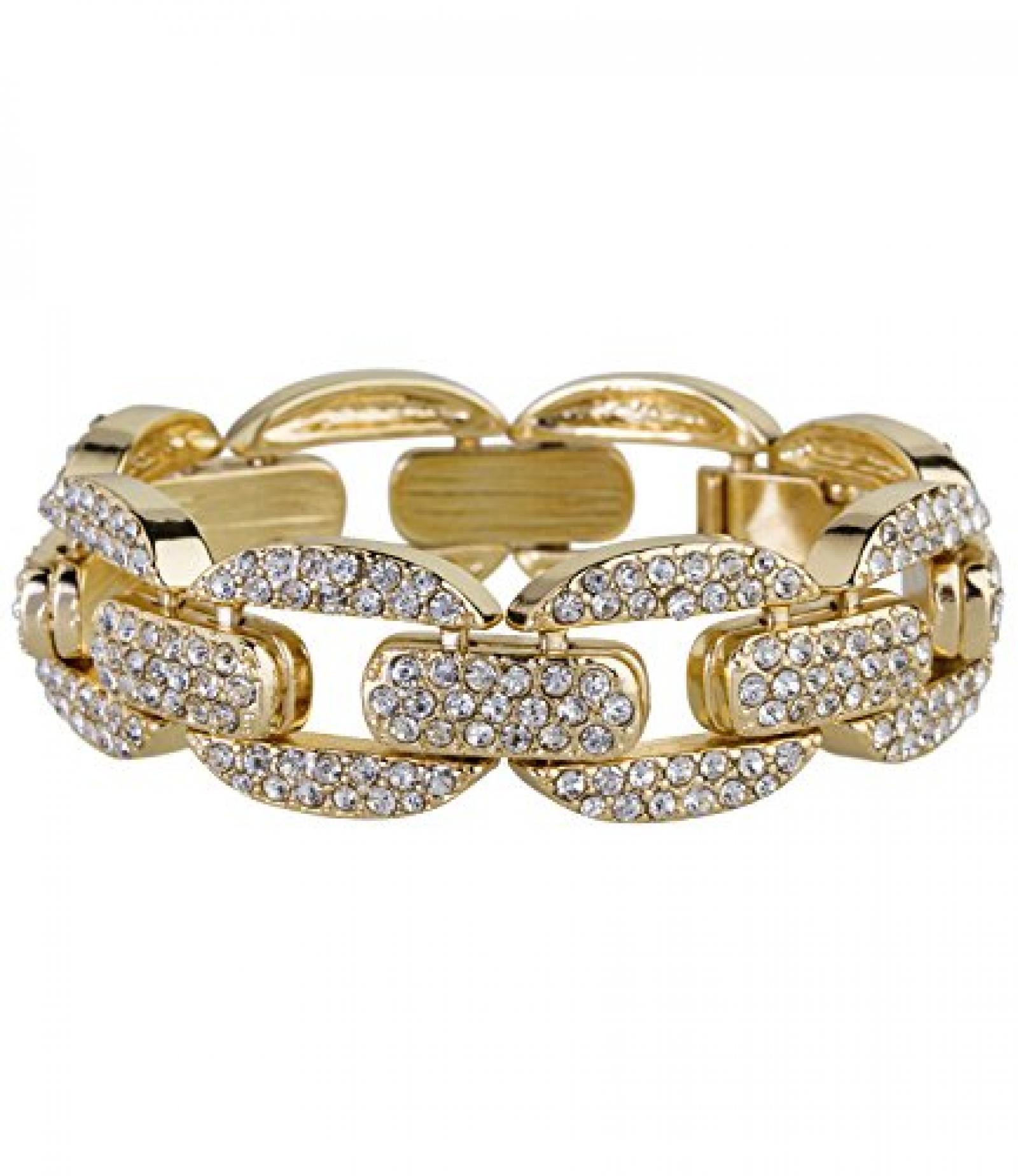 SIX "Exclusive" goldenes Statement Armband mit klaren Glassteinen (382-966) 